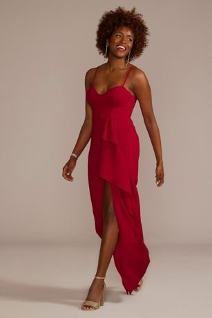 Crepe Corset Sheath Dress with Ruffle Slit Image