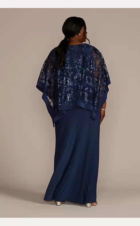 Plus Size Sequin Lace Capelet Jersey Sheath Dress Image 2