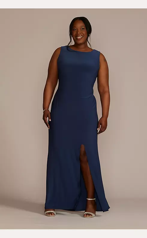 Plus Size Sequin Lace Capelet Jersey Sheath Dress Image 4