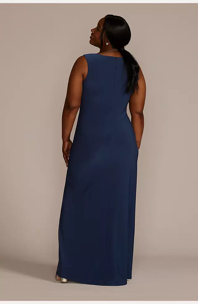 Plus Size Sequin Lace Capelet Jersey Sheath Dress Image 5