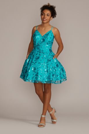 ALine Damas Dress with Embroidered Florals David's Bridal