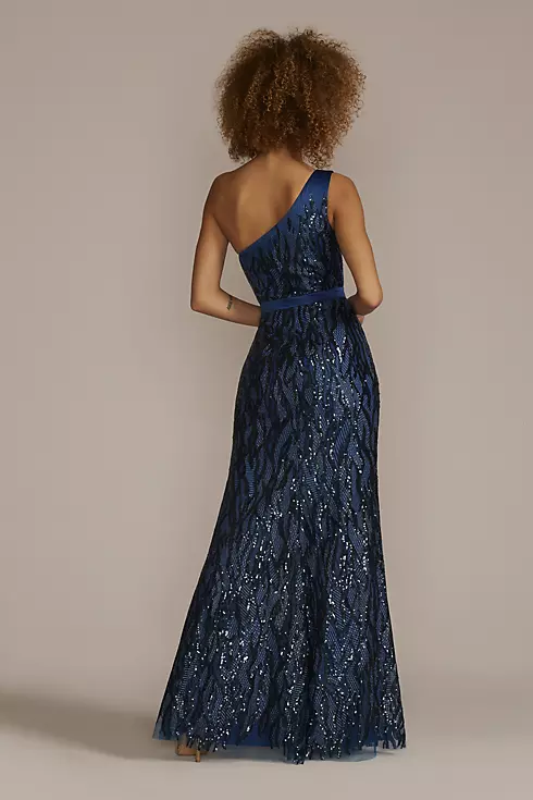 Sequin Lace One Shoulder Sheath Gown Image 2
