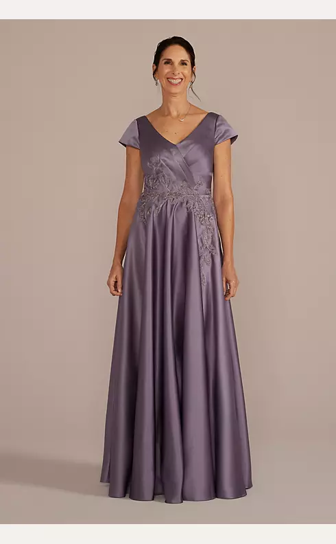 Satin A-Line Gown with Embroidered Waist Image 1