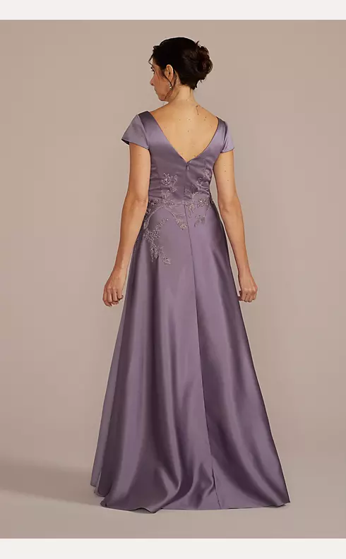 Satin A-Line Gown with Embroidered Waist Image 2