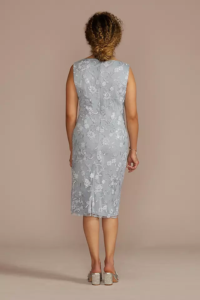Embroidered Sheath Dress with Chiffon Jacket Image 4