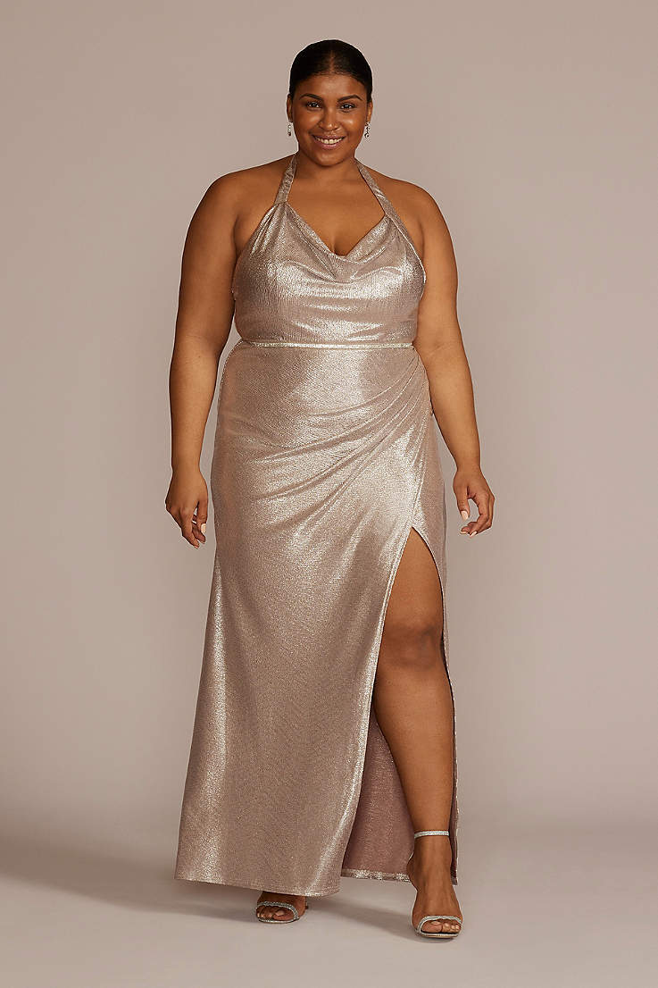 Worldwide The Sisters New Plus Size Womens Gray Cocktail Evening Halter Strap Long Maxi Dress Size 1X 2X 16 18