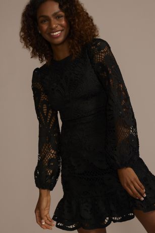 elfelfelfarchives LACE LINED DRESS Black ワンピース