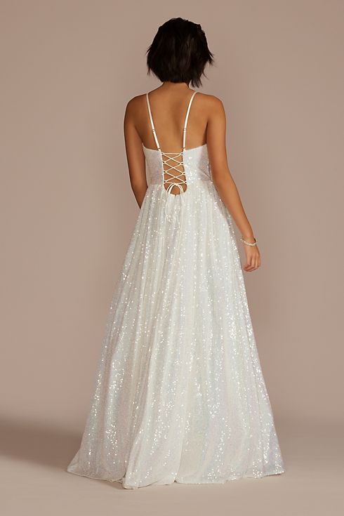 Iridescent Sequin V-Neck Ball Gown Image 2