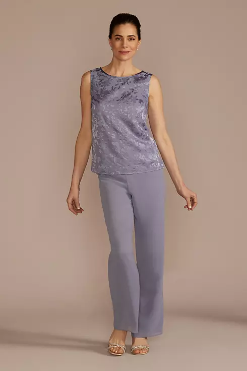 Three-Quarter Sleeve Patterned Chiffon Pantsuit Image 4