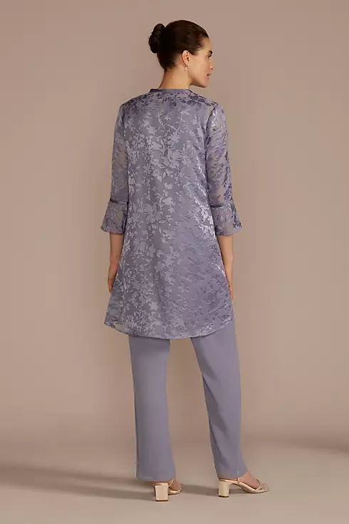 Three-Quarter Sleeve Patterned Chiffon Pantsuit Image 2