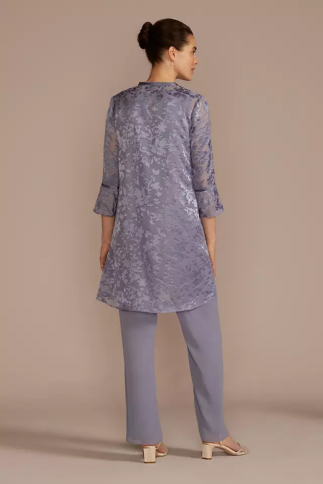 Three-Quarter Sleeve Patterned Chiffon Pantsuit Image 2