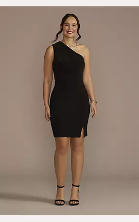 Short One-Shoulder Stretch Jersey Sheath Dress Image 1
