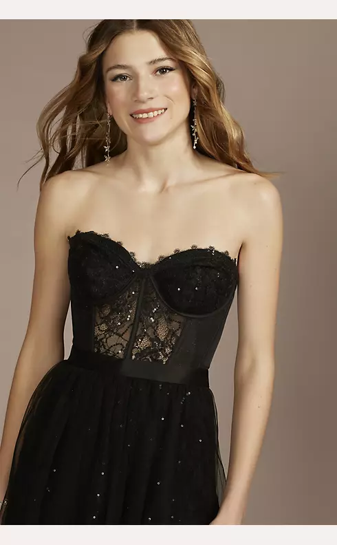 Short Sparkle Lace and Tulle Corset Dress Image 3