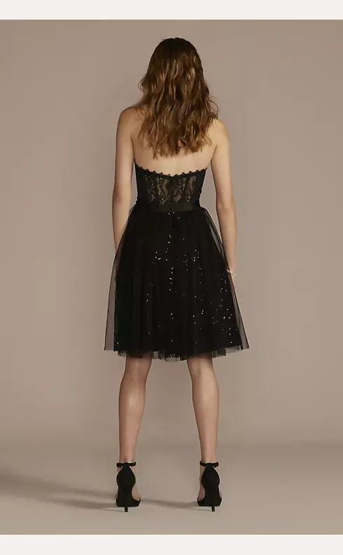 Short Sparkle Lace and Tulle Corset Dress Image 2