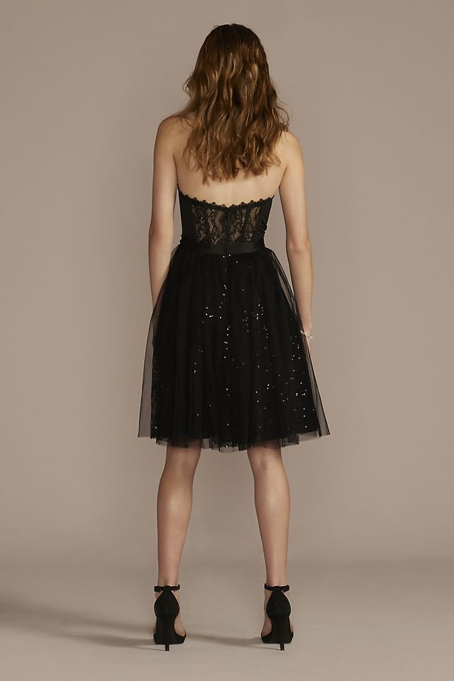 Short Sparkle Lace and Tulle Corset Dress Image 2