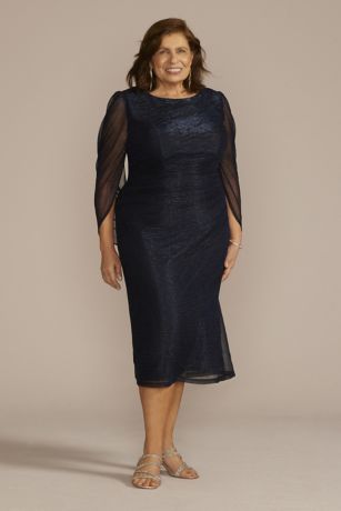 Short Metallic Cape-Back Dress | David's Bridal