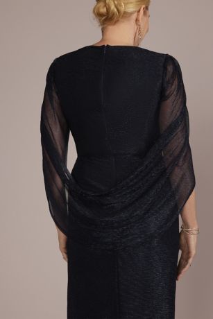 Short Metallic Cape-Back Dress | David's Bridal