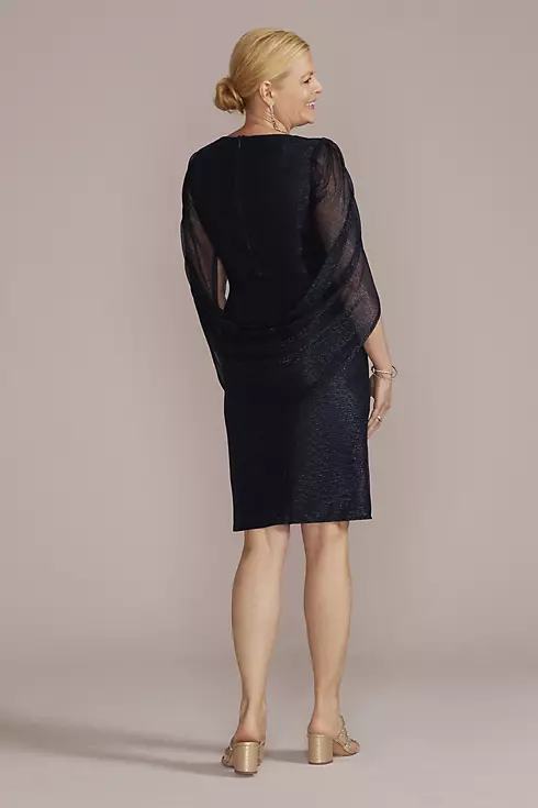 Short Metallic Cape-Back Dress Image 2