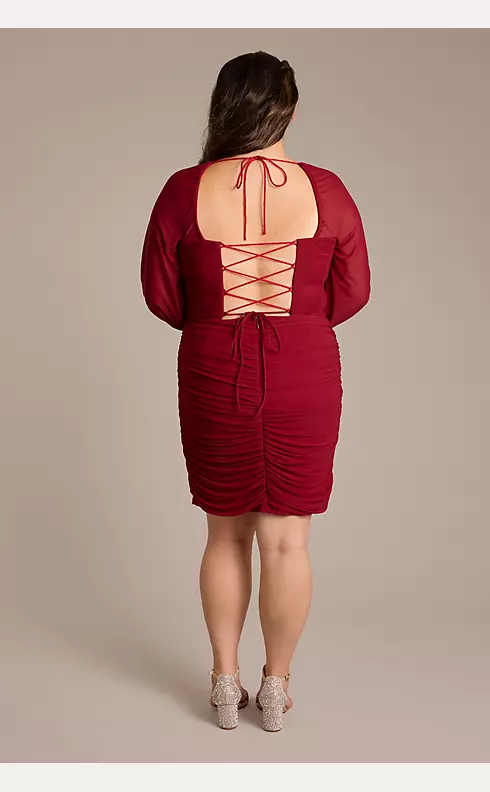 Long Sleeve Mesh Corset Mini Dress Image 2