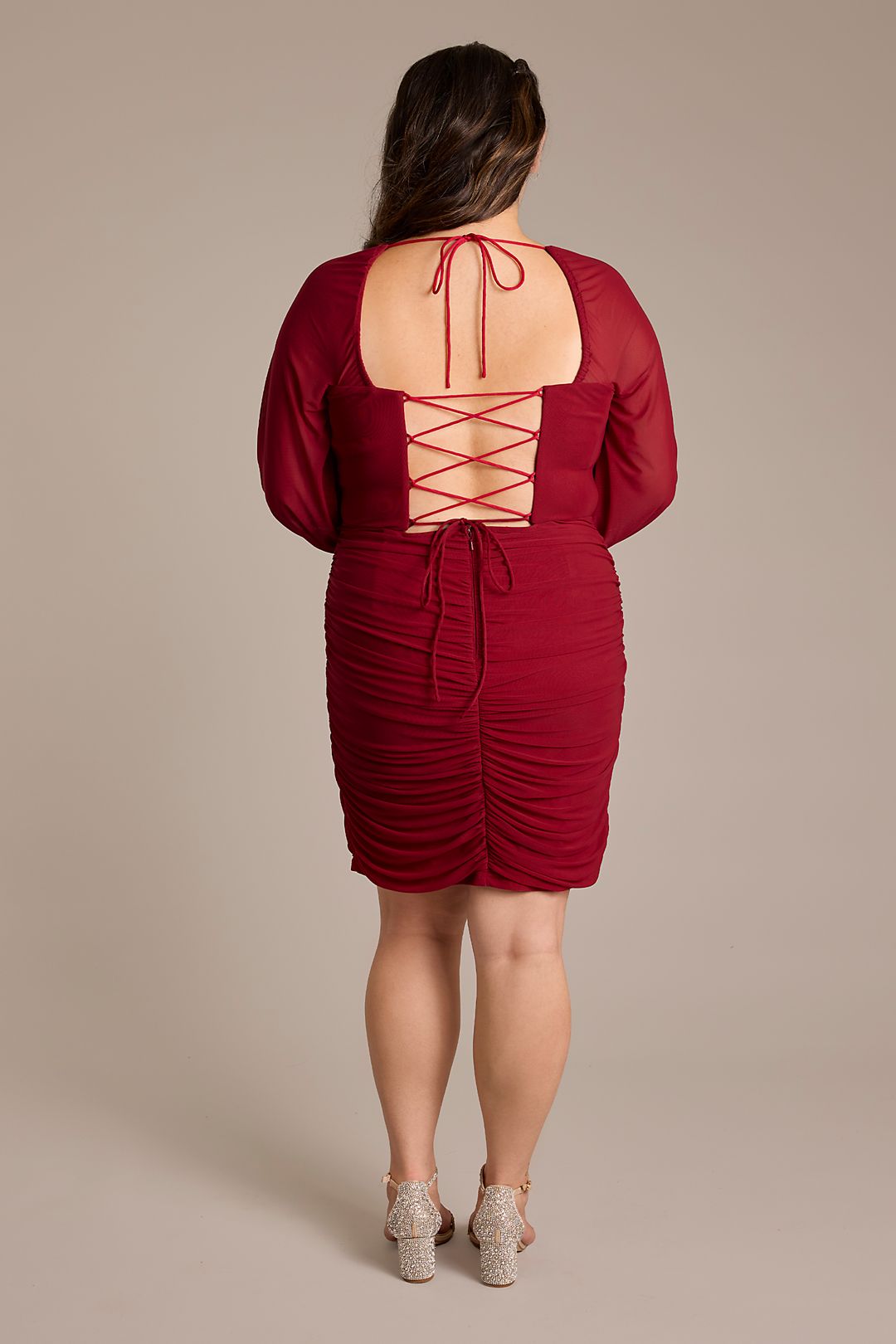 Long Sleeve Mesh Corset Mini Dress Image 2