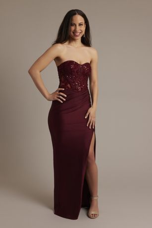 Strapless Corset Gown with Tulle Trumpet Skirt