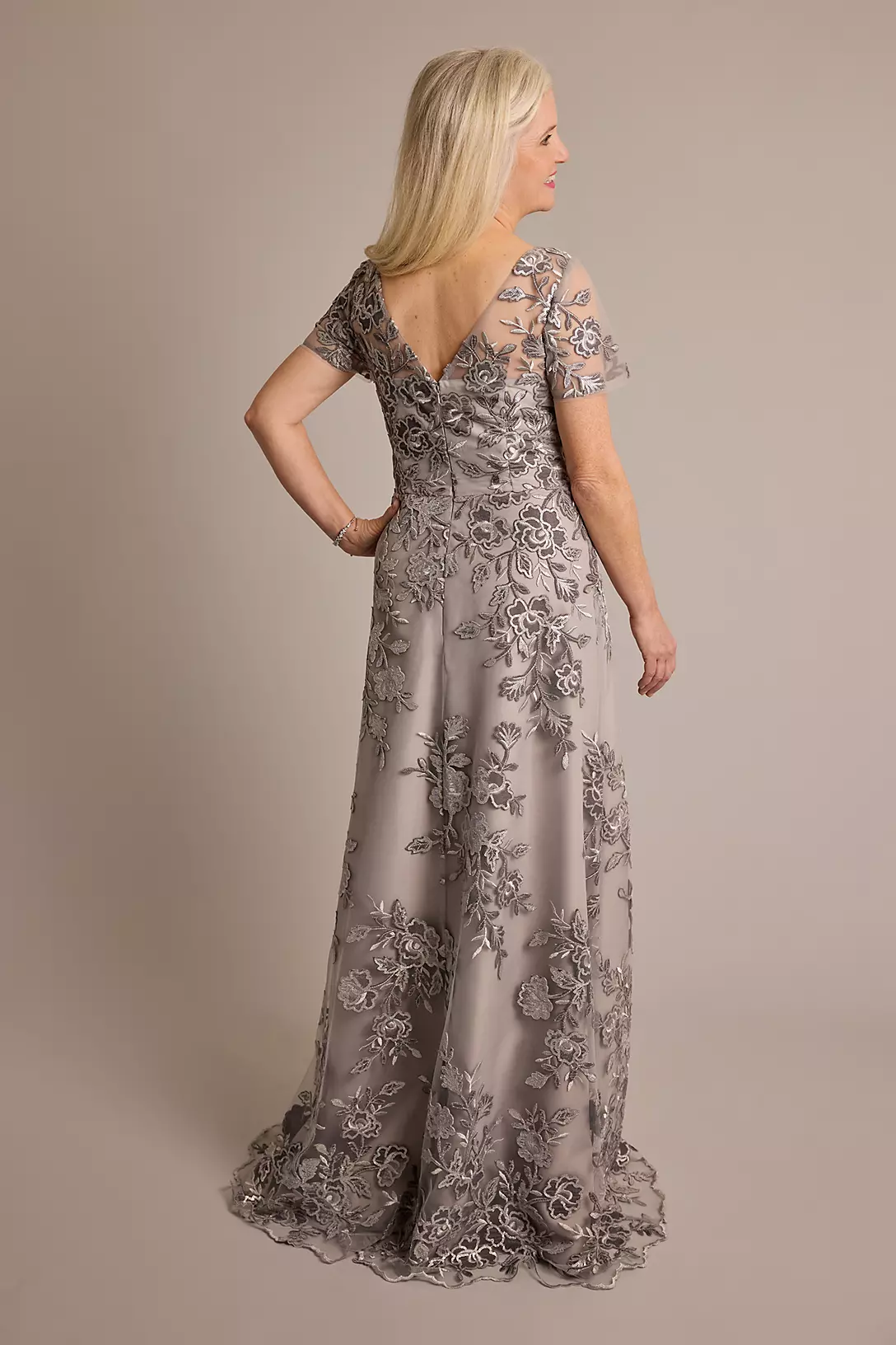 Short Sleeve Velvet Embroidery A-Line Dress Image 2
