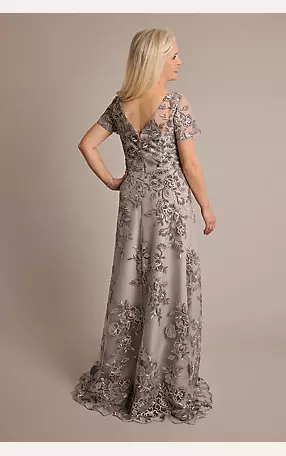 Short Sleeve Velvet Embroidery A-Line Dress Image 2