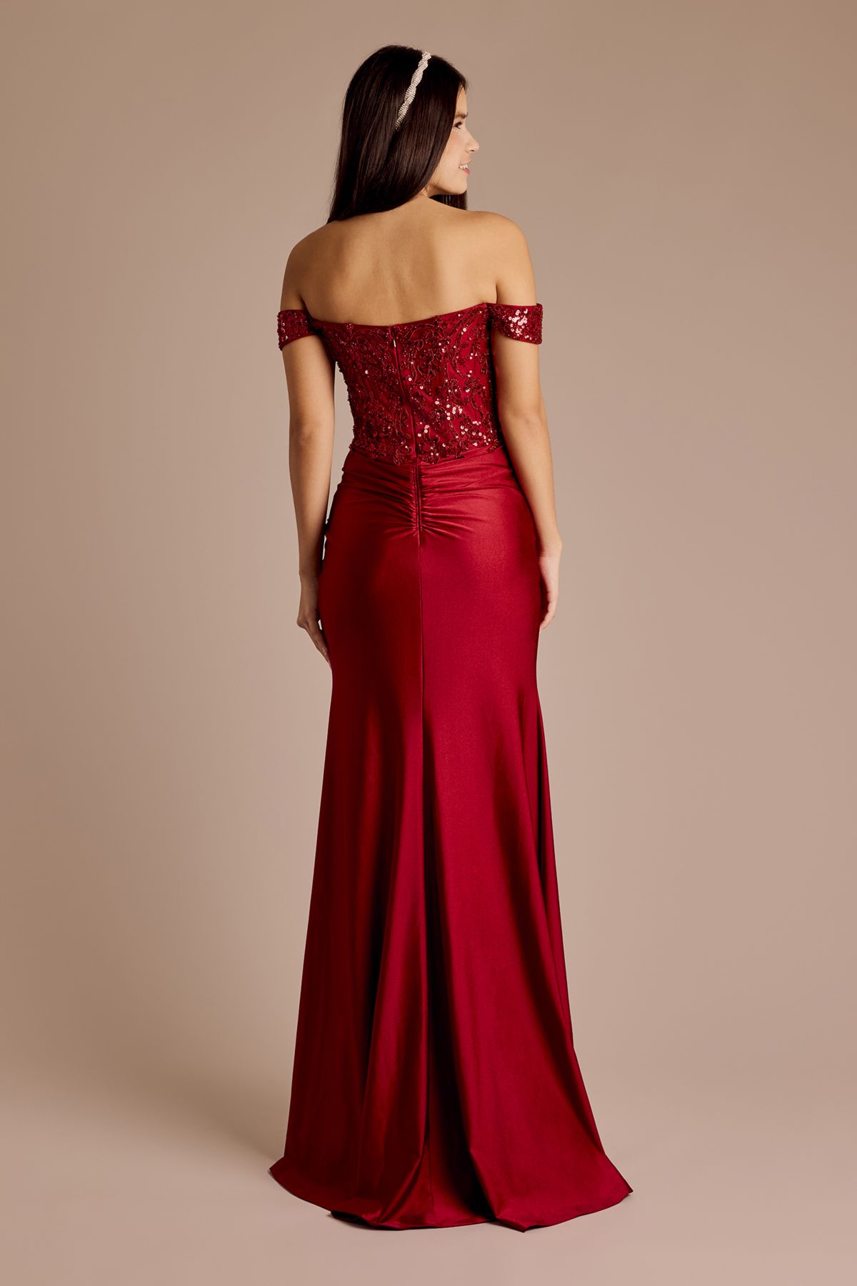 Strapless Illusion Lace Applique Satin A-Line