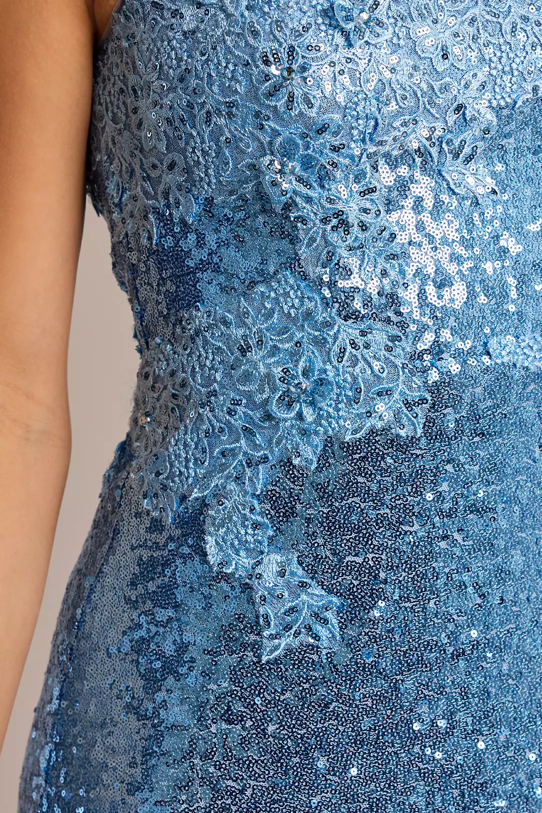 Sequin Sheath Dress with 3D Flowers Image 3