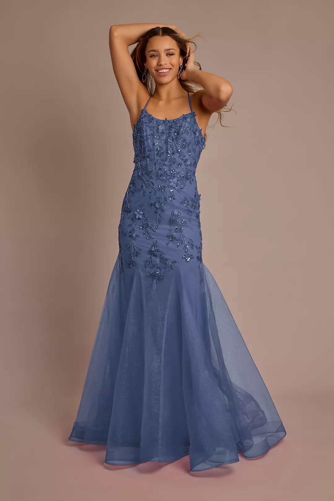 7642 - Simple Sheath Dress With 3D Floral Lace and Sweetheart