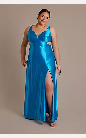 Sculpting Satin A-Line Dress with Side Cutouts Image 1