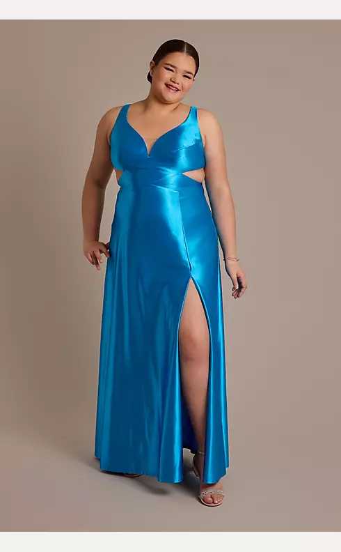 Sculpting Satin A-Line Dress with Side Cutouts Image 1