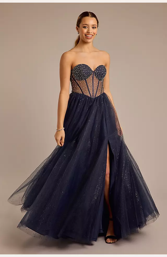 Tulle Illusion Bodice Corset Ball Gown Image