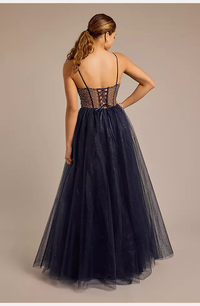 Tulle Illusion Bodice Corset Ball Gown Image 2