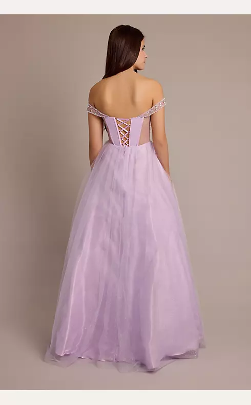 Off-the-Shoulder Illusion Encrusted Ball Gown Image 2
