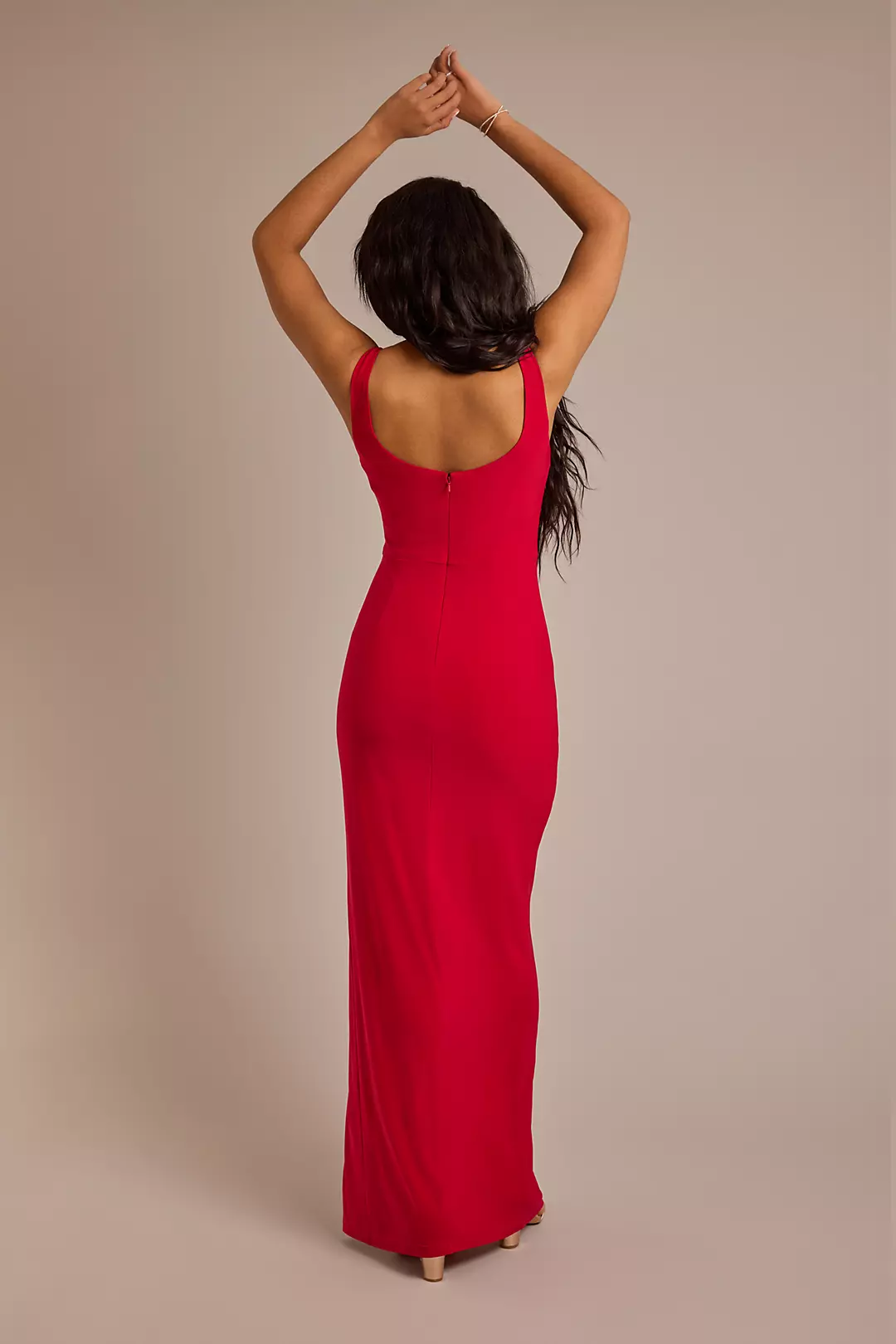 Jersey Knotted Tank Sheath Dress | David's Bridal Jersey Knotted Tank Sheath Dress | David's Bridal