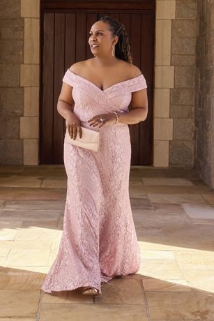 Stretch Lace Off-the-Shoulder Mermaid Dress | David's Bridal