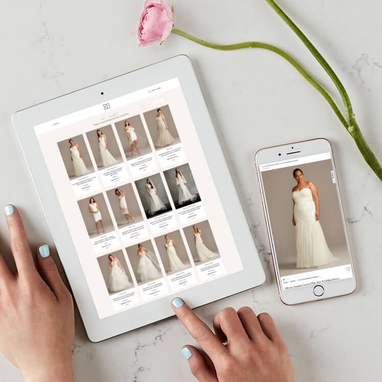 hands using a tablet and phone to fill out wedding quiz