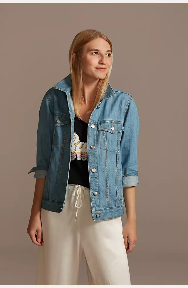 Embroidered Bride Jean Jacket with Flowers Image 4