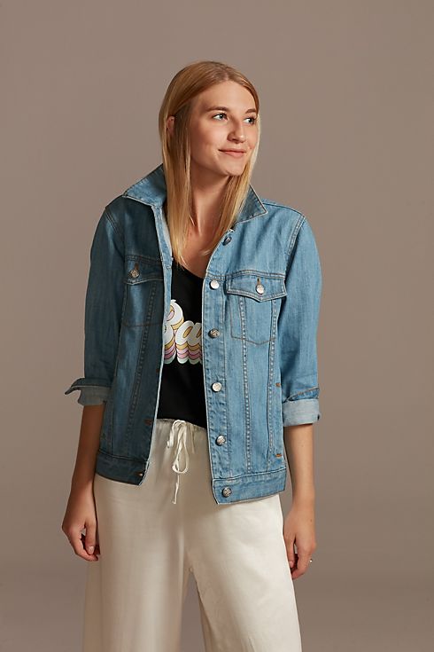 Embroidered Bride Jean Jacket with Flowers Image 4