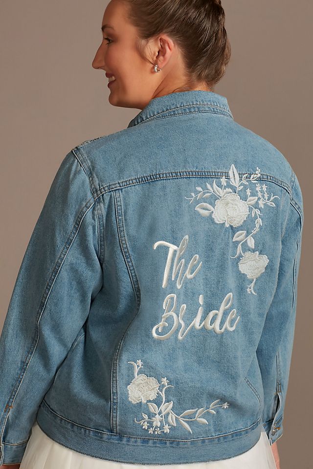 Embroidered Bride Jean Jacket with Flowers Image 6