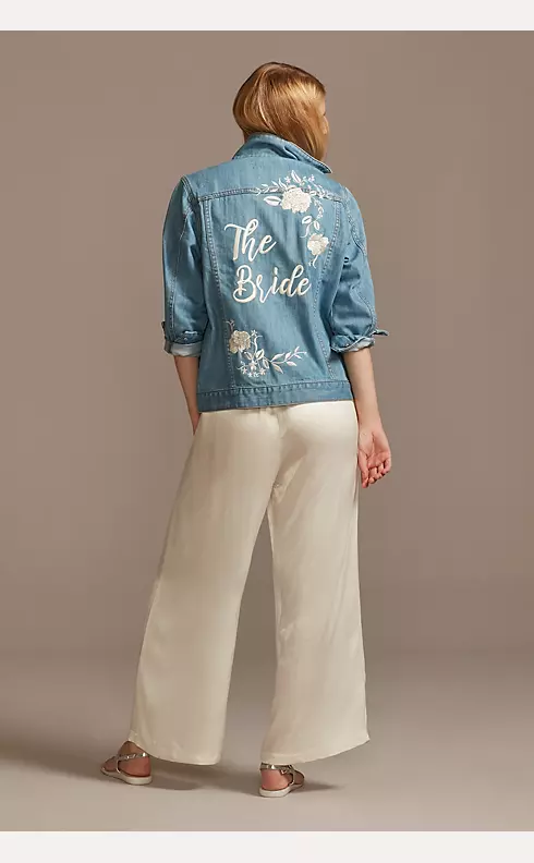 Embroidered Bride Jean Jacket with Flowers Image 3