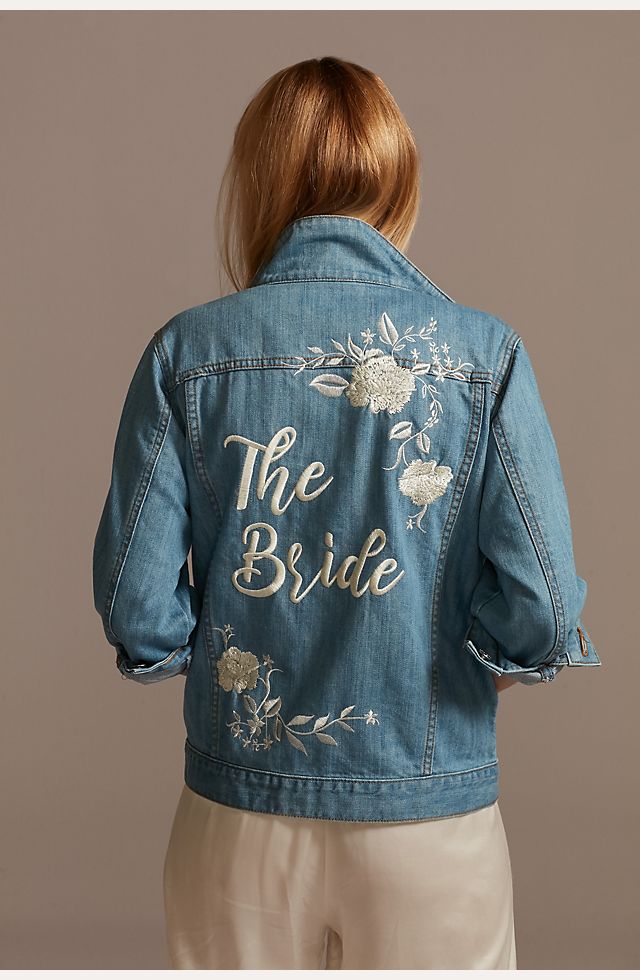 Embroidered Bride Jean Jacket with Flowers | David's Bridal