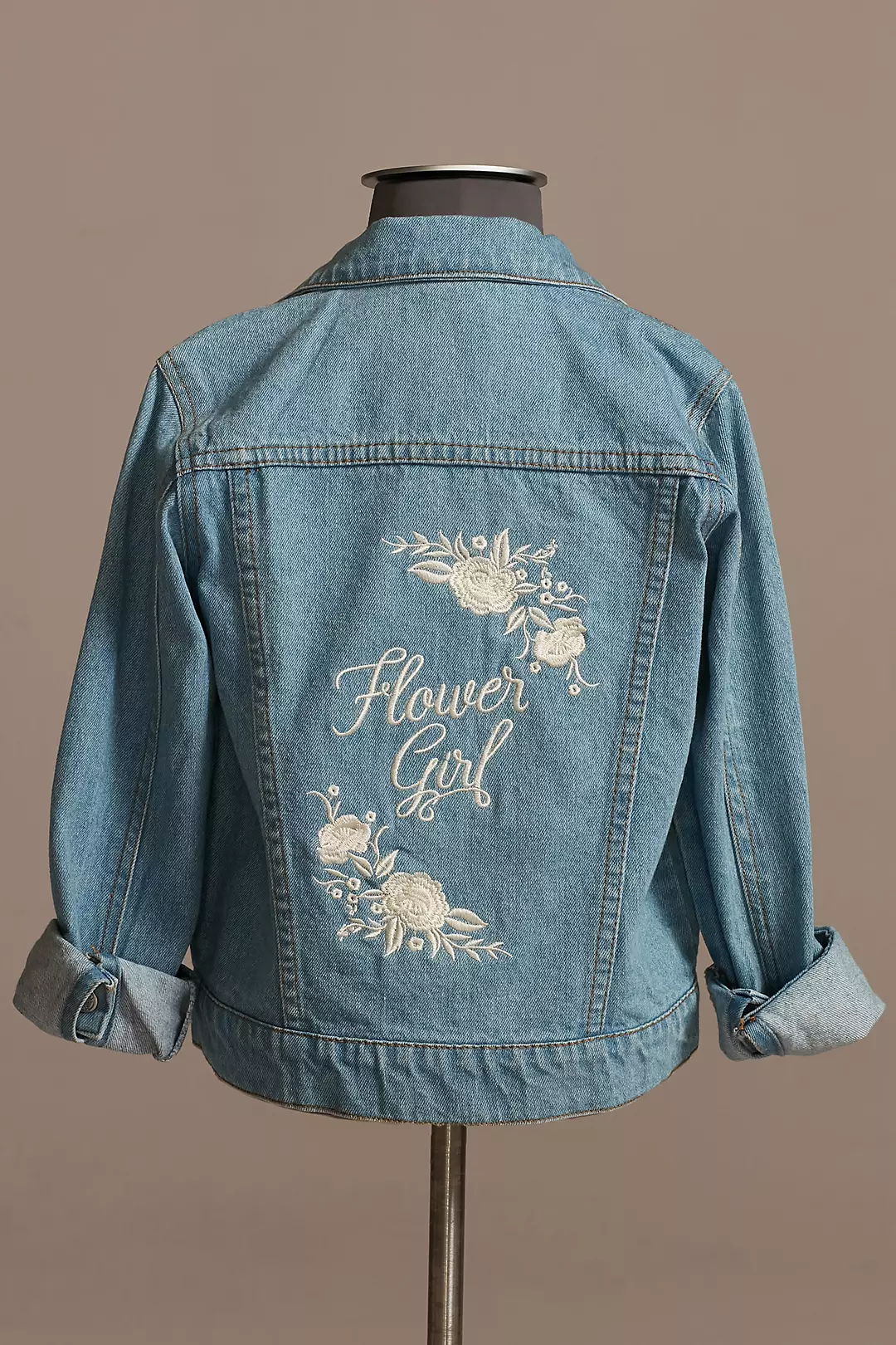 Embroidered Flower Girl Jean Jacket Image