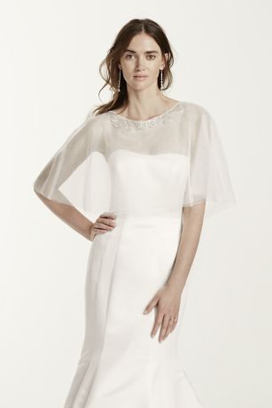 Tulle Cape with Detailed Neckline | David's Bridal