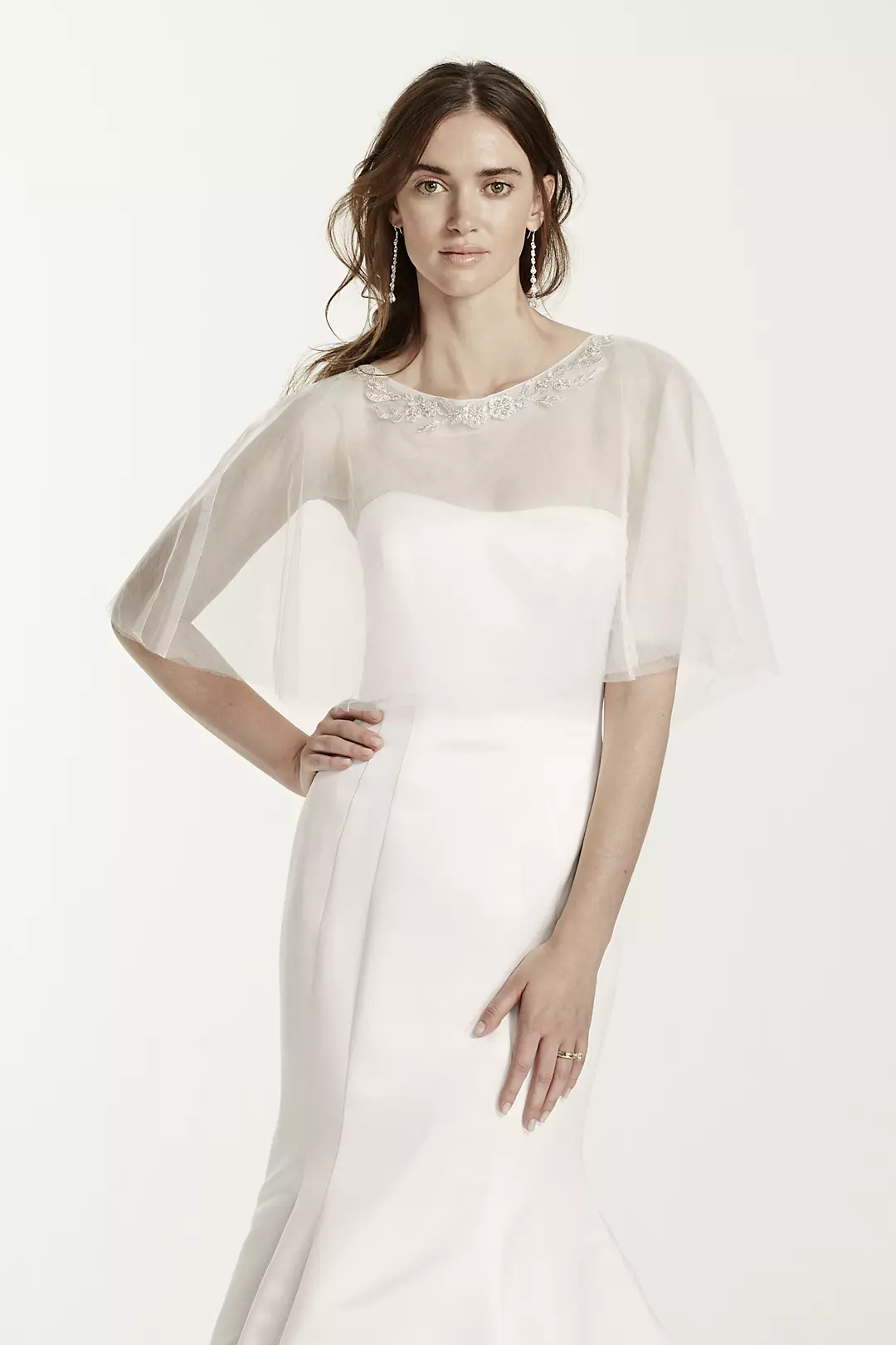 Tulle Cape with Detailed Neckline Image 2