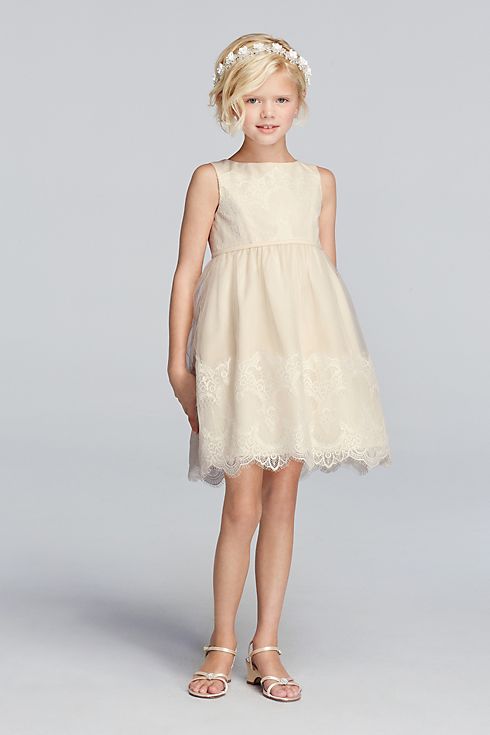 Tank Tulle Flower Girl Dress With Lace Applique Image 1