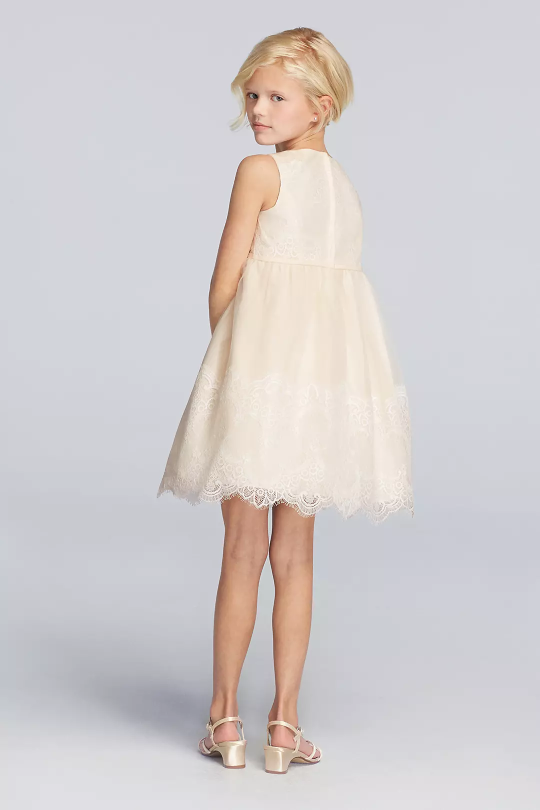Tank Tulle Flower Girl Dress With Lace Applique | David's Bridal