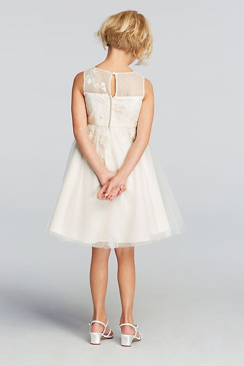 Lace Applique Illusion Neckline Tulle Dress Image 2