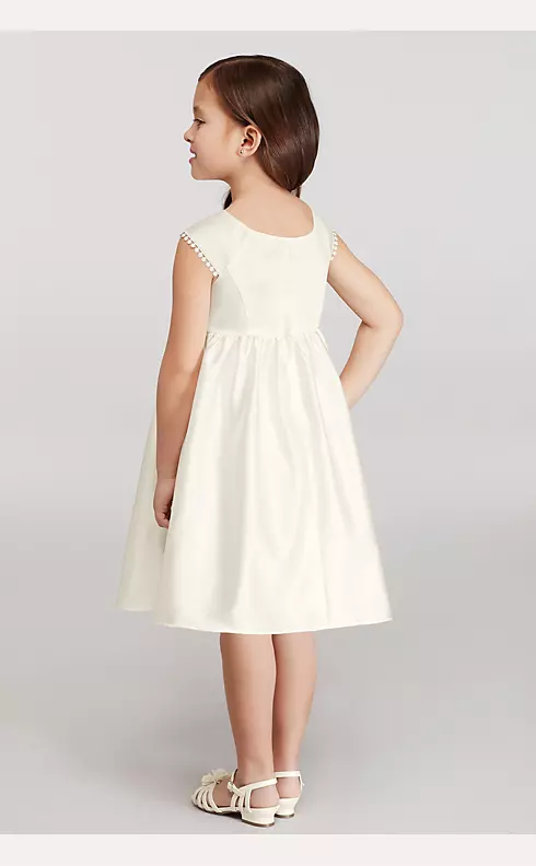 Cap Sleeve Flower Girl Dress with Lace Appliques Image 2